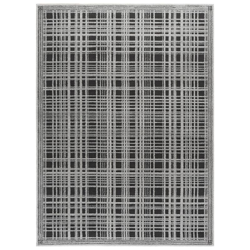 SAFAVIEH Lunara Prassede Plaid Area Rug - Black/Ivory - 5'3" x 7'6"