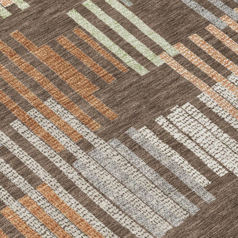 Machine Washable Indoor/ Outdoor Modern Pines Chantille Rug