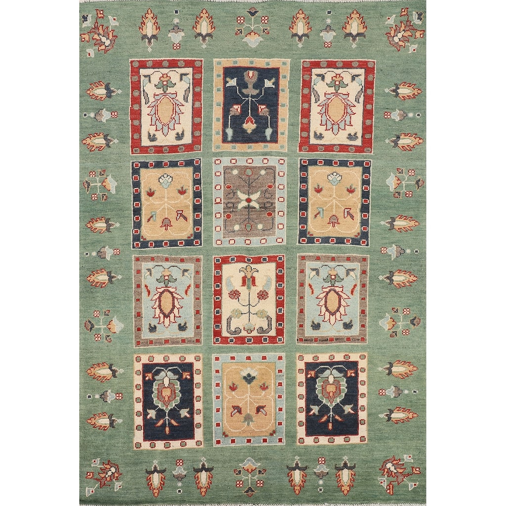 Green Traditional Kazak Oriental Area Rug Handmade Wool Carpet - 3'11" x 6'0"