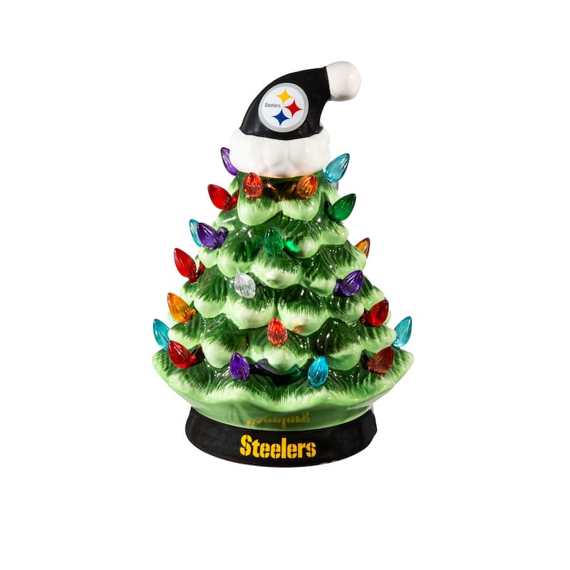 8" LED Ceramic Tabletop Christmas Tree, Pittsburgh Steelers
