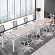preview thumbnail 22 of 65, 6.5FT Conference Meeting Seminar Business Table Set for 8-12 Person (Set of 2) Oak+White