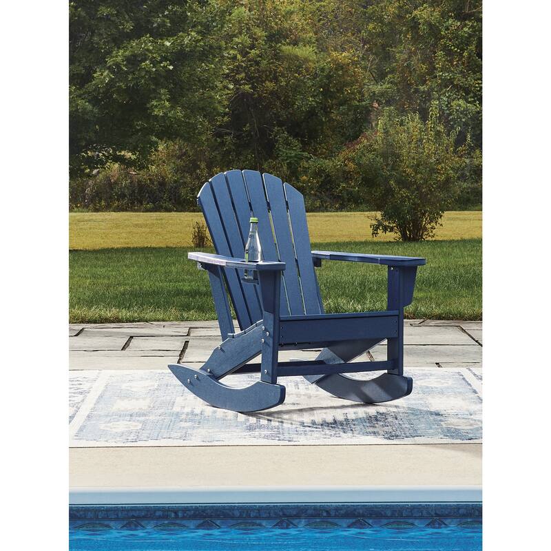 Signature Design by Ashley Sundown Treasure Blue Outdoor Rocking Chair - 31.25" W x 35.25" D x 37.13" H