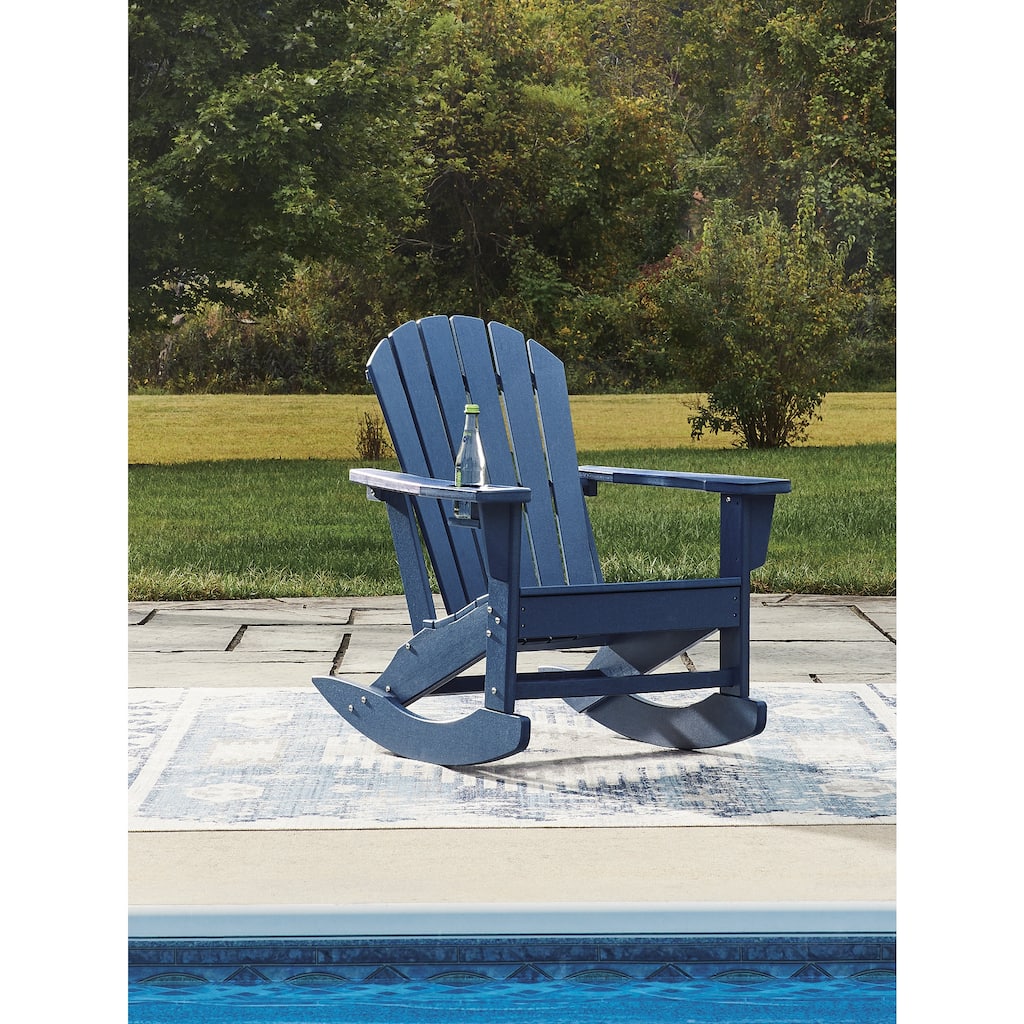 Signature Design by Ashley Sundown Treasure Blue Outdoor Rocking Chair - 31.25" W x 35.25" D x 37.13" H