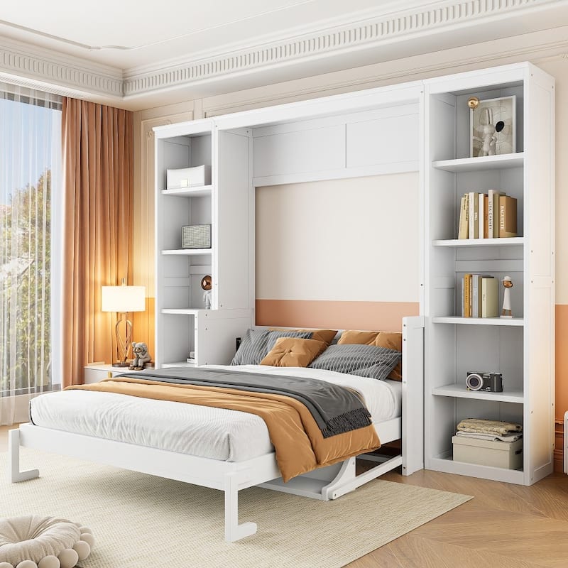 Full / Queen Size Murphy Bed with Desk and Bookshelf