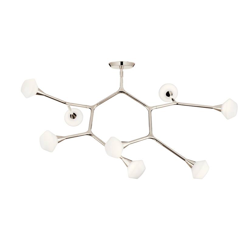 Cassius 52.5 Inch 8 Light Convertible Chandelier with Opal Glass in Polished Nickel