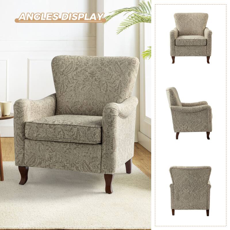 Samouel Modern Floral Upholstered Armchair with Wingback Design Set of 2 by HULALA HOME