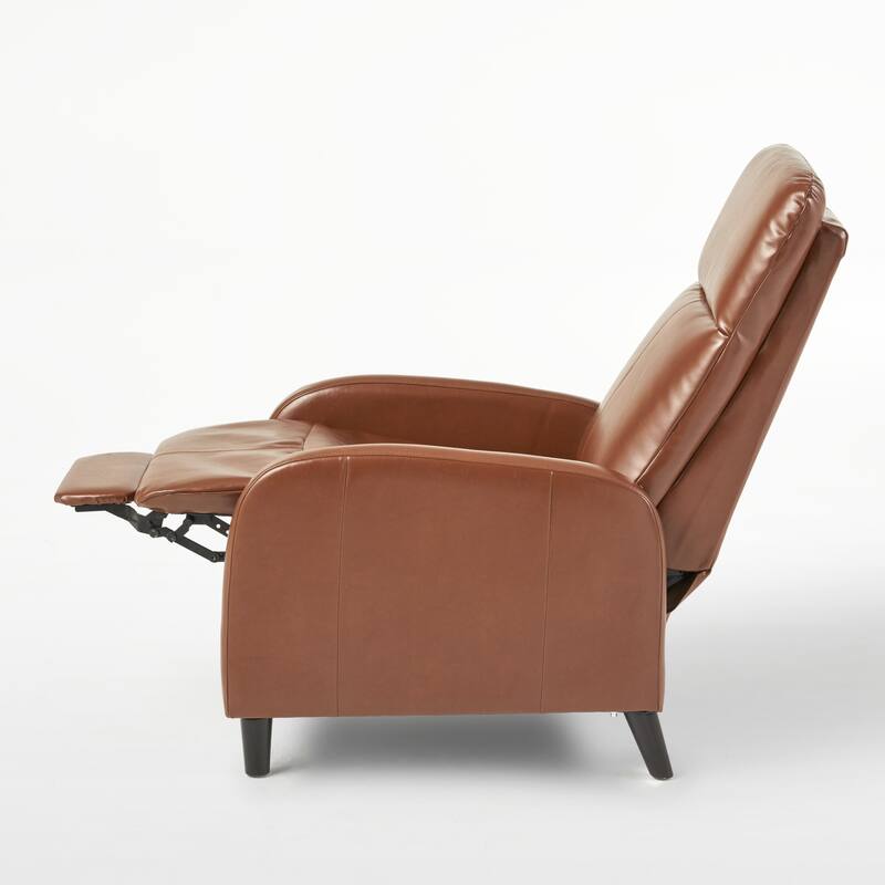 Roomfitters 33.5" Wide Faux Leather Push Back Standard Recliner, Brown