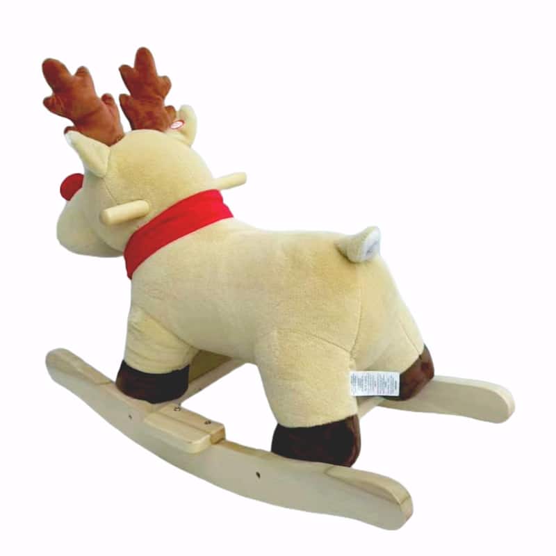 Kids Ride-On Rocking Horse Toy with Lullaby Song, Rocking Toy with Hand Puppets & Safety Belt