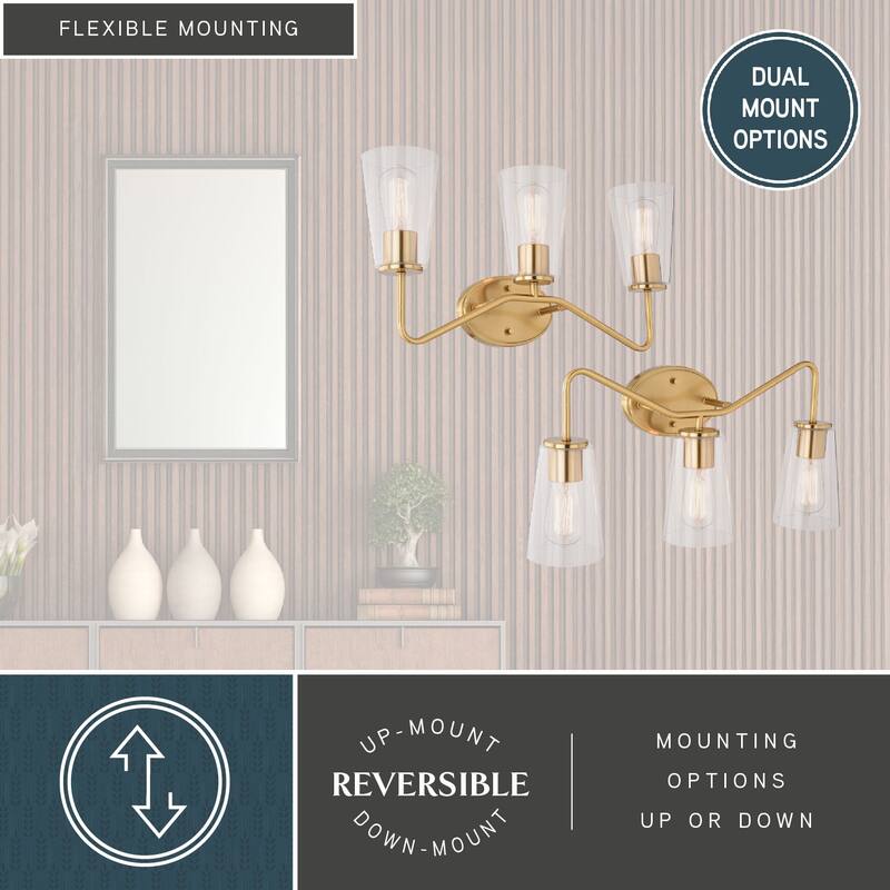 Beverly Bathroom Vanity Light Fixture Clear Glass Shade, LED Compatible
