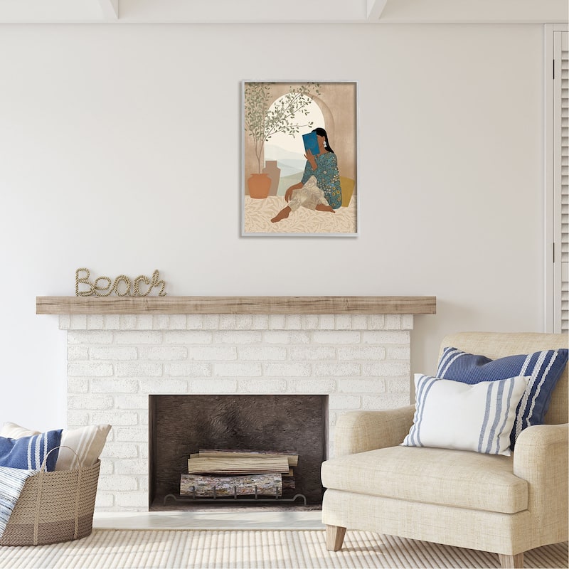 Stupell Boho Woman Reading Framed Giclee Art Design by Victoria Barnes