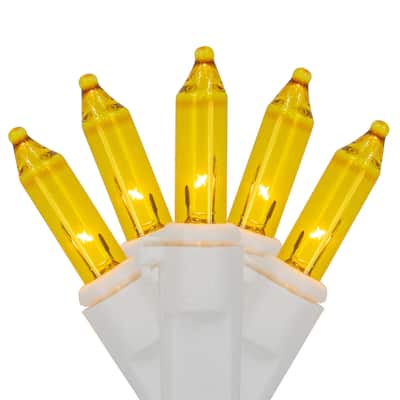 Mini Christmas Lights - Yellow - 20.25' White Wire - 100ct