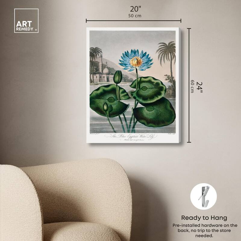 Blue Egyptian Water-Lily Canvas by Art Remedy, Gallery Wrapped