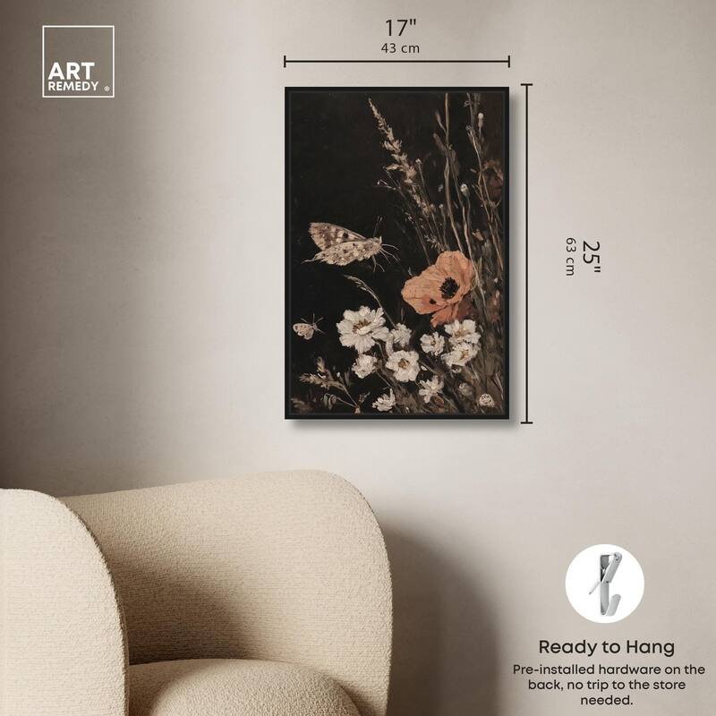 Poppy and Moth II Canvas by Art Remedy