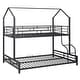 preview thumbnail 37 of 38, Contemporary Design Metal House Bunk Bed with Roof, Safety and Convenience, Twin over Full