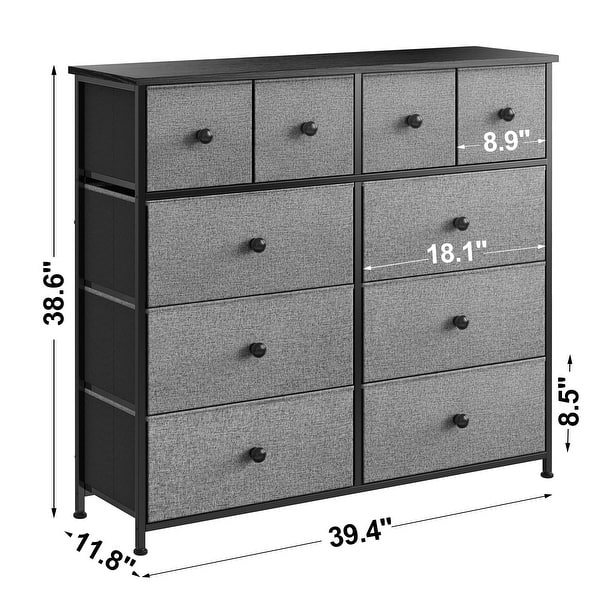10 Drawer Dresser for Bedroom Chest of Drawers Closets Storage Units