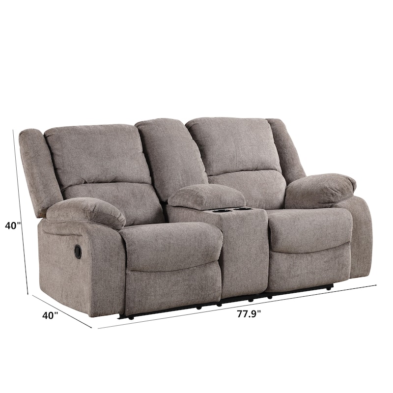 Chasel 3-Piece Mocha Chenille Manual Reclining Sofa Set
