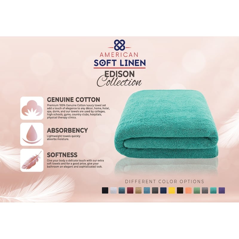 American Soft Linen 40x80 Inch Premium, Soft & Luxury 100% Ringspun Genuine Cotton Extra Large Jumbo Turkish Bath Towel