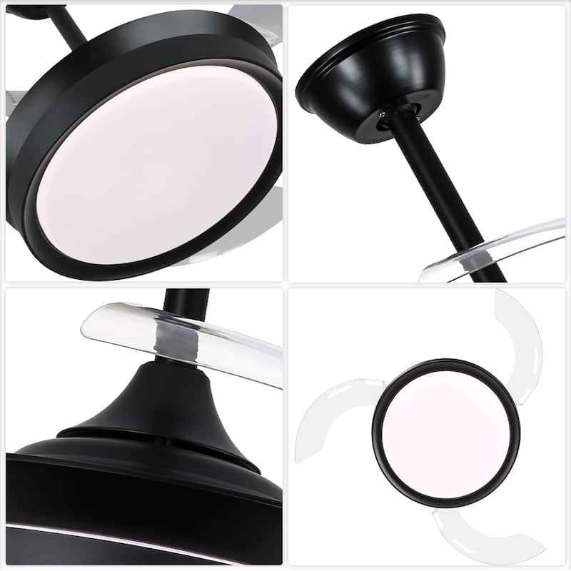 Bella Depot 36" Modern Retractable Ceiling Fan with Dimmable Led Light and Remote, 6-Speed Reversible DC Motor