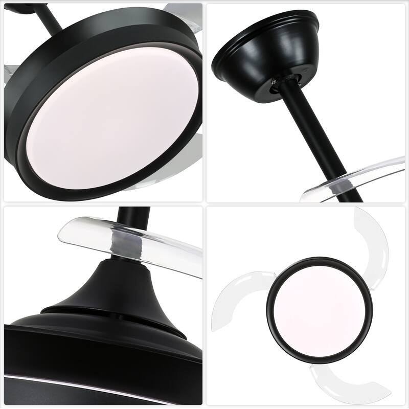 Cusp Barn 36 Inch Retractable Ceiling Fan with Lights, Modern 6 Speeds Silent DC Motor Fandelier Ceiling Fan for Bedroom