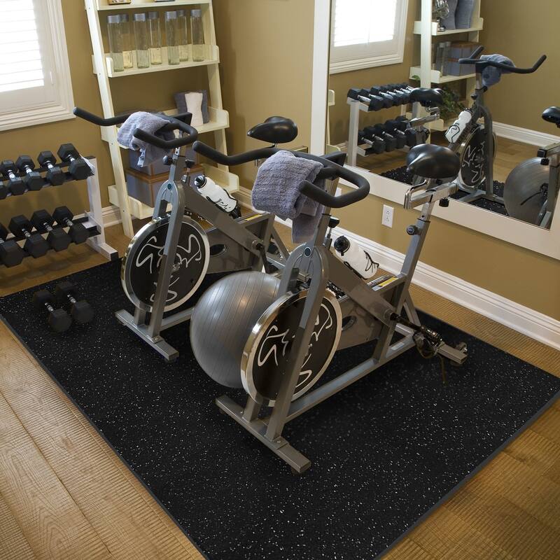 Puzzle Exercise Mat High Density Interlocking Gym Tiles (Blue Dots) - Black/Blue