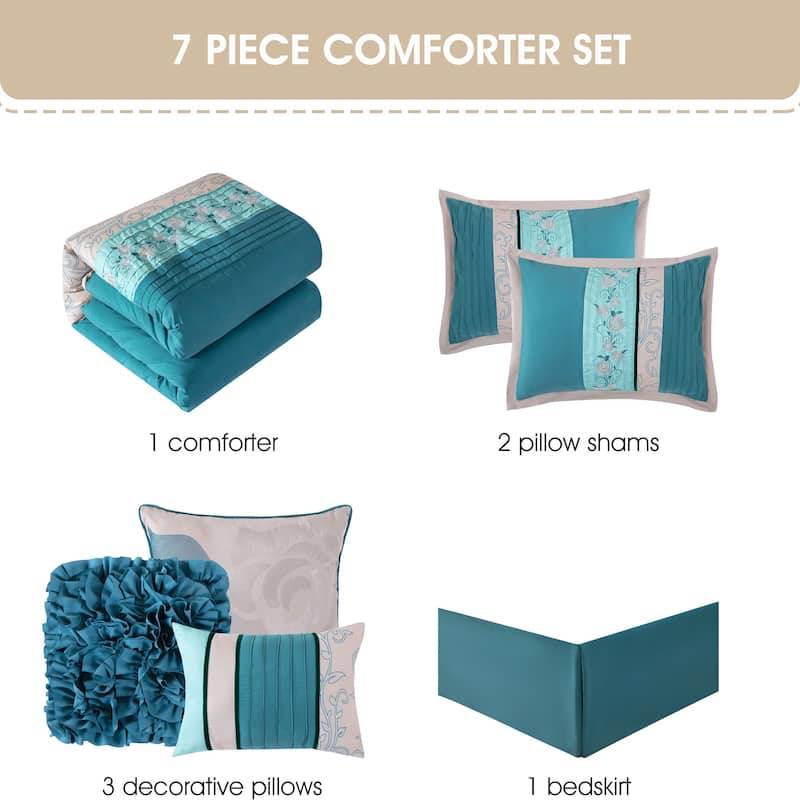 Nanshing Nicole 7-Piece Glam Floral Comforter Set