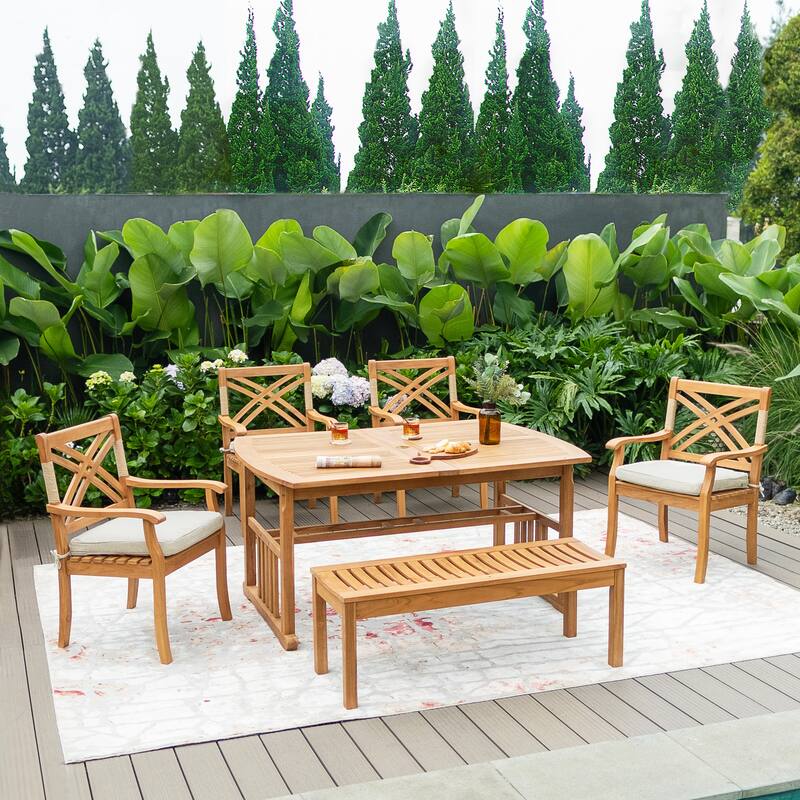 Cambridge Casual Carmel Teak Outdoor Dining Armchair with Cushion