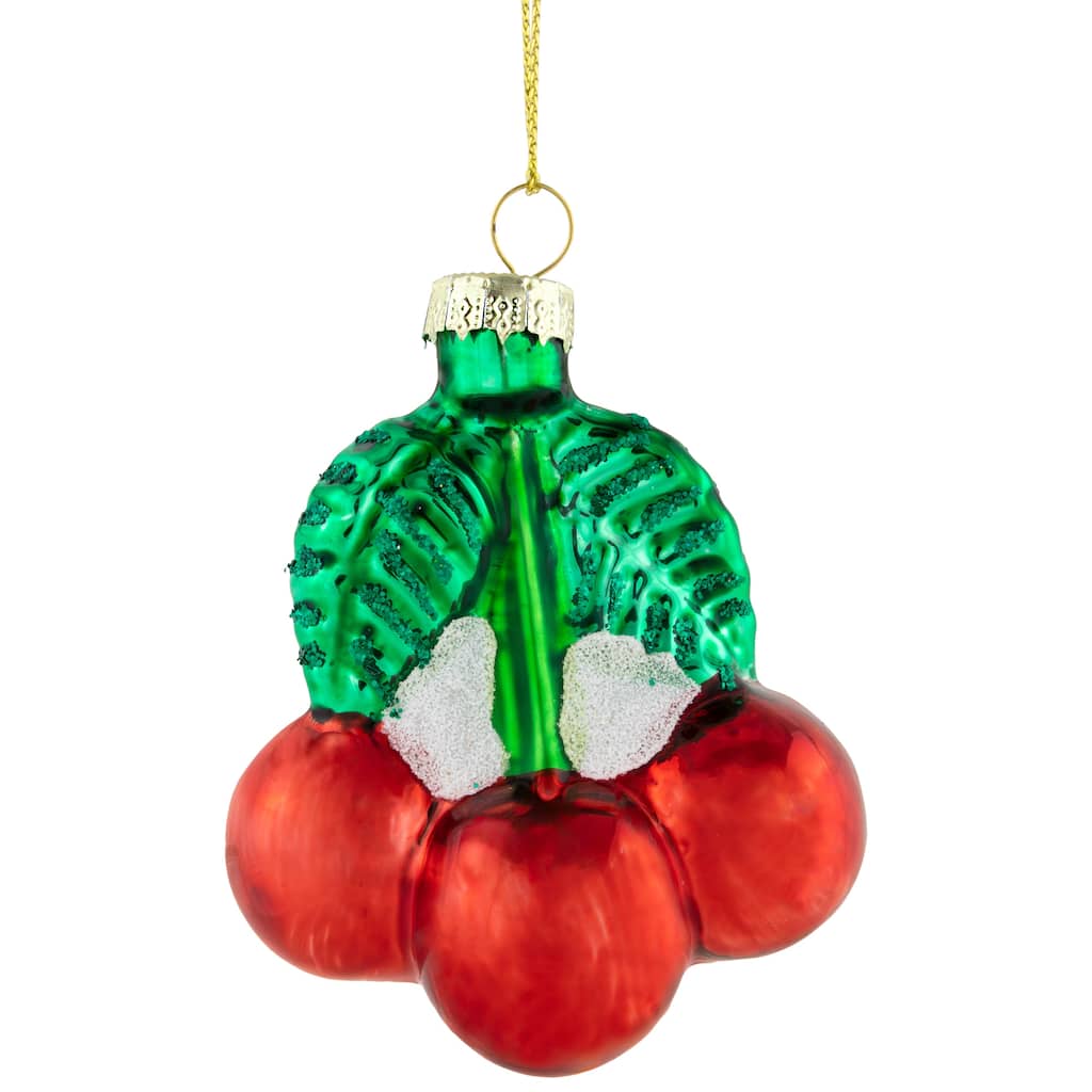 3" Shiny Glittered Red Cherries Glass Christmas Hanging Ornament