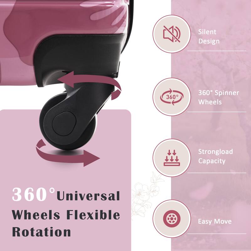 3-Piece, Modern Luggage Sets, Lightweight Luggage with Silicone Handles and Combination Lock, for Boarding Travel, Pink Purple