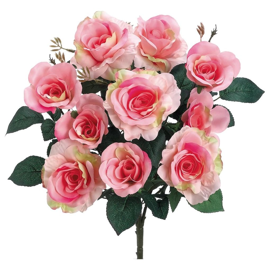 18" Pink Rose Artificial Silk Floral Bouquet