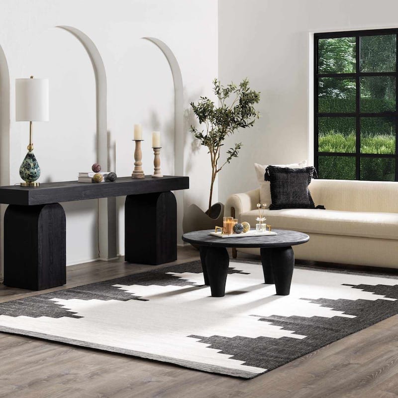 Hauteloom Caluya Living Room, Bedroom Patio Outdoor Area Rug - Blue, Gray, Navy - 2' x 2'11"