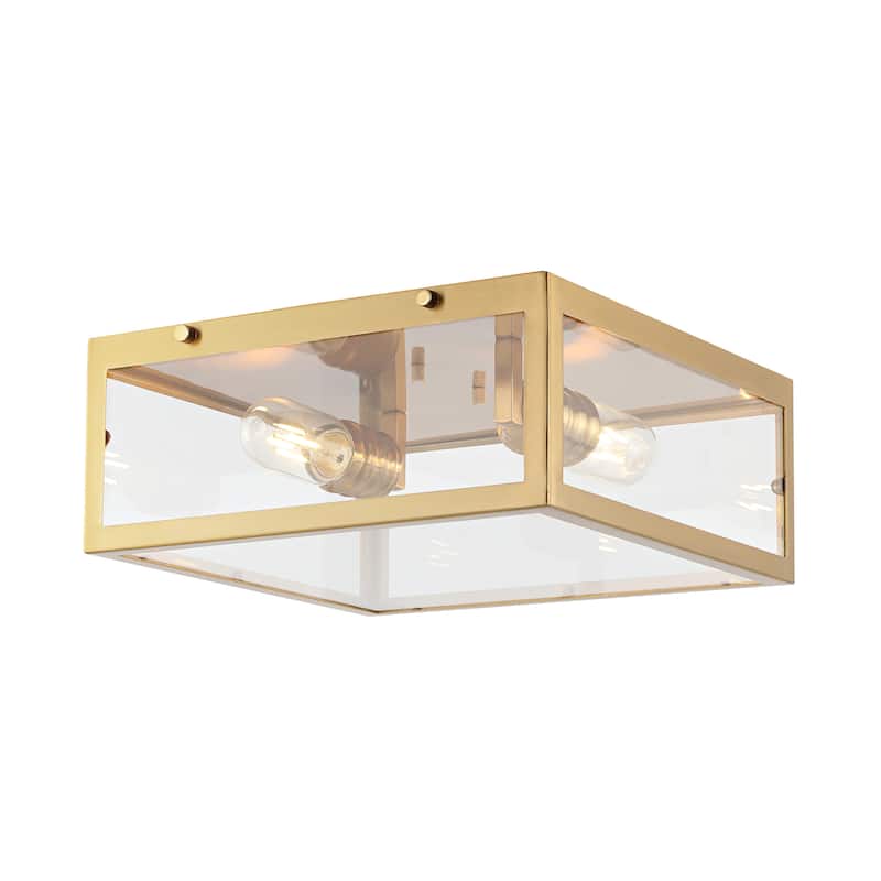 Alma 12" Metal/Glass LED Flush Mount, by JONATHAN Y