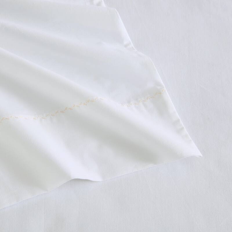 Martha Stewart Lilly Pond Leaf Embroidered Cotton Sheet Set