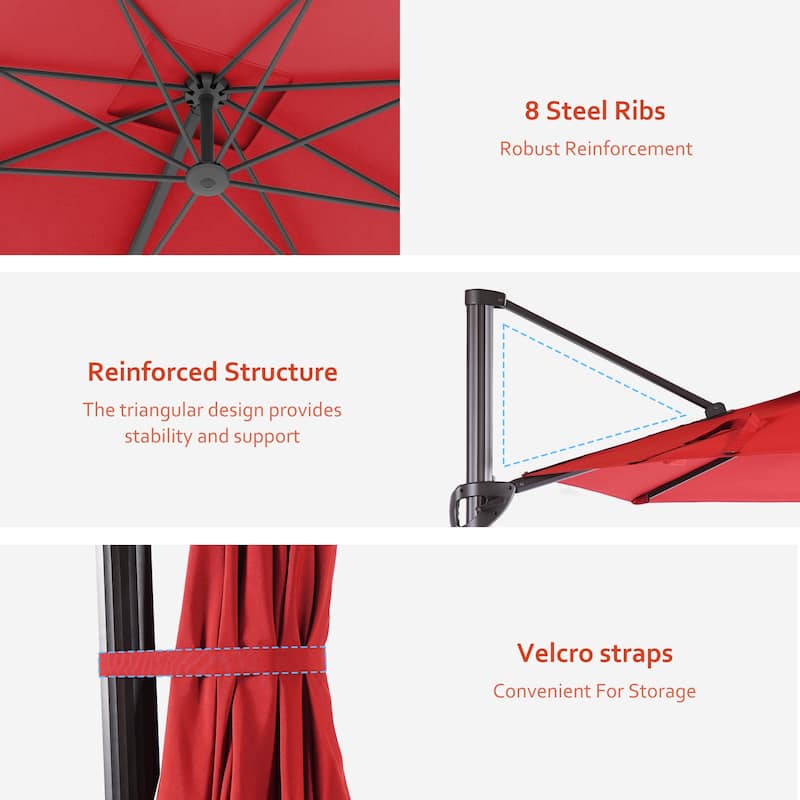 LIVOOSUN 10x8FT Rectangular Cantilever Patio Umbrella Aluminum Frame