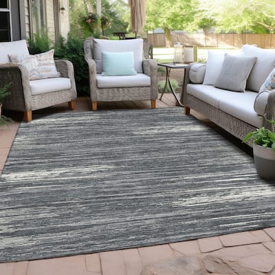 Machine Washable Indoor/ Outdoor Chantille Abstract Stripe Rug