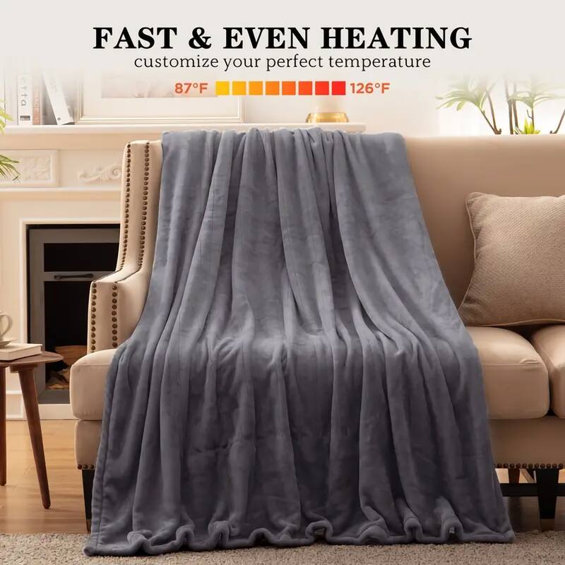 Electric Blanket Heated Throw,Flannel Double Side Heating Blanket with 10 Heat Levels & 2/4/8 hours Auto-off