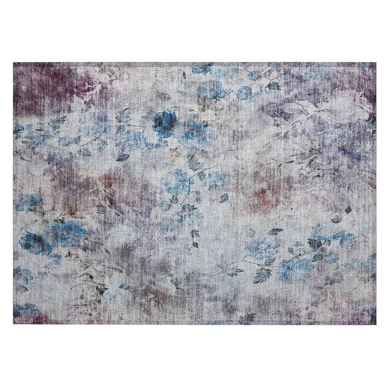 Machine Washable Indoor/ Outdoor Chantille Vanishing Floral Rug