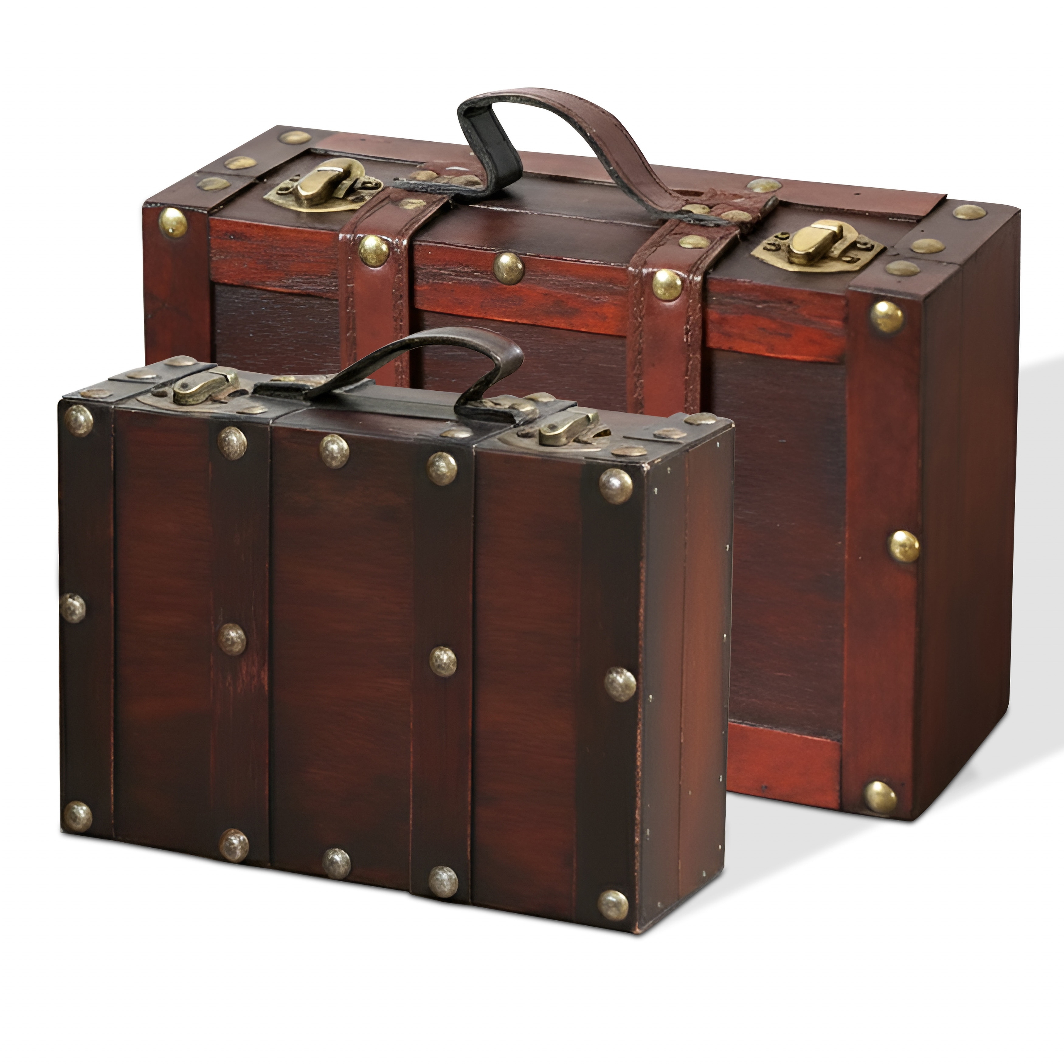 Wooden Vintage Luggage Trunks - Antique Carry on Suitcase Storage