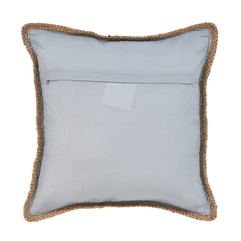 Sevita Relai Coastal Solid Blue/Tan Hand-Woven Indoor Throw Pillow