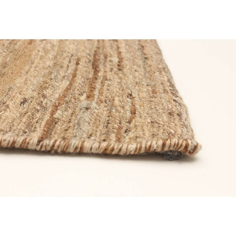 ECARPETGALLERY Flat-Weave Natural Khaki Wool Tapestry Kilim - 4'7 x 7'1