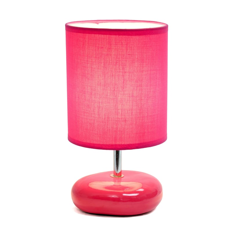 Mini Round Rock Ceramic Table Lamp with Drum Shade - 10.25" - Pink