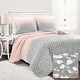 preview thumbnail 1 of 17, Lush Decor Glitter Ombre Metallic Print Quilt Set BLUSH/GRAY - Full - Queen
