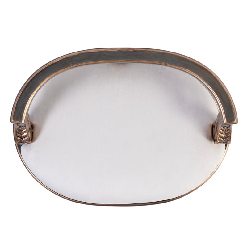 Hathaway 22.5 in. W Oval Upholstered and Wood Traditional Vanity Seat