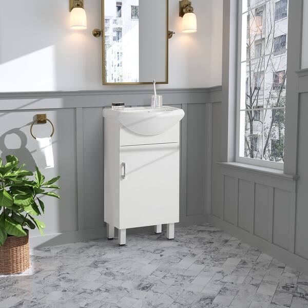 slide 2 of 25, 18-inch mini bathroom cabinet with ceramic sink