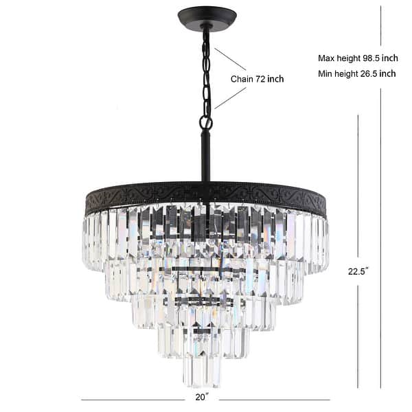dimension image slide 3 of 5, Gaines Crystal LED Chandelier, Polished Nickel/Clear by JONATHAN Y