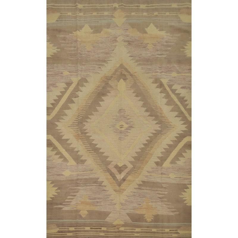 Hand Woven Oriental 100% Wool Carpet Southwestern Tribal Multi-Colored Kilim Area Rug - 9' 9'' X 6' 7''