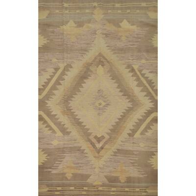 Hand Woven Oriental 100% Wool Carpet Southwestern Tribal Multi-Colored Kilim Area Rug - 9' 9'' X 6' 7''