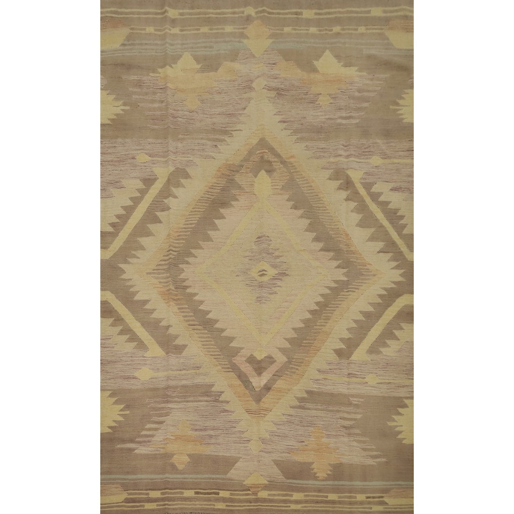 Hand Woven Oriental 100% Wool Carpet Southwestern Tribal Multi-Colored Kilim Area Rug - 9' 9'' X 6' 7''