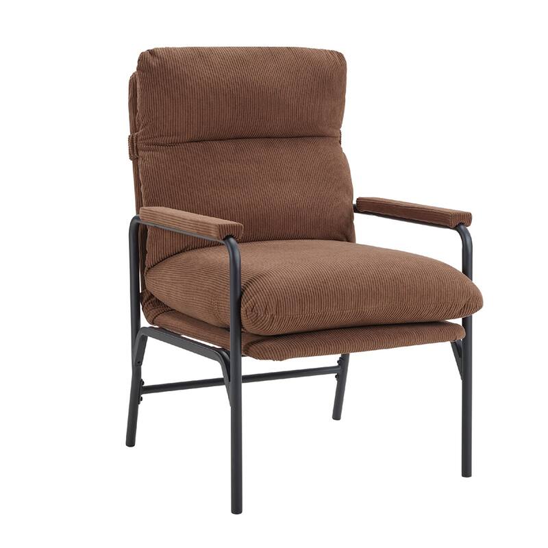 Modern Accent Chair with Removable Cushion, Wood Armrests, Living Room