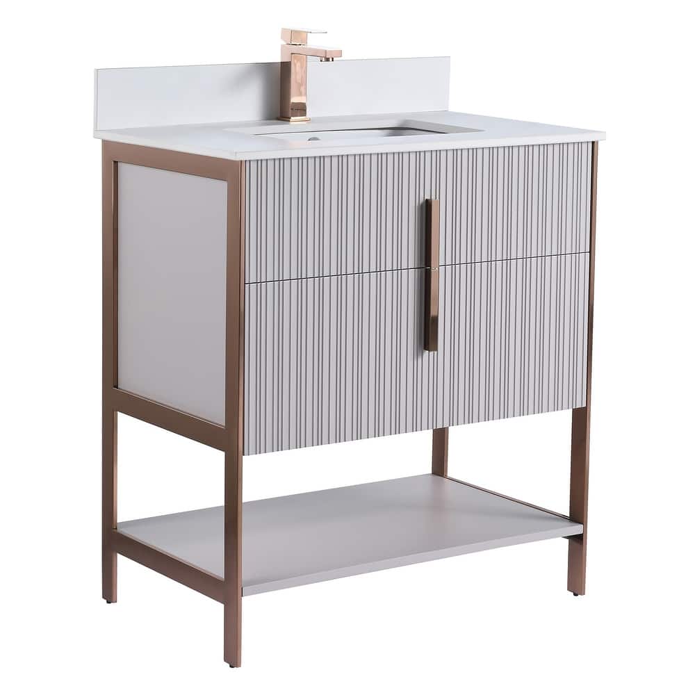 Fine Fixtures Serenity Modern Bathroom Vanity with White Stone Top