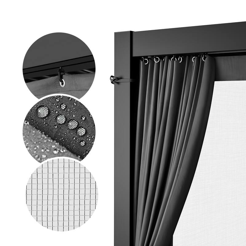 10 ft. x 13 ft. Aluminum Louvered Pergola with Adjustable Roof and Curtains
